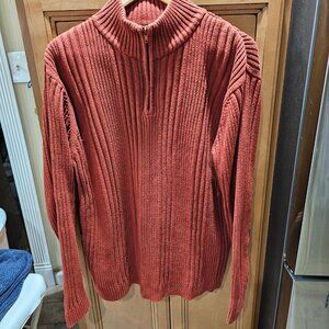 Wilke-Rodriguez  Men's  100% Cotton Knit 1/4 zip Mock Neck Rust Colored